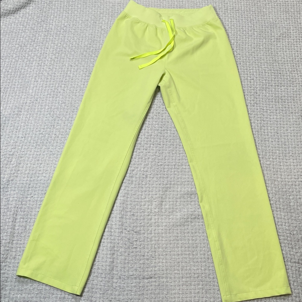 Womens FIGS HW Livingston Scrub Pants Technical Neon Yellow Lime Size Small